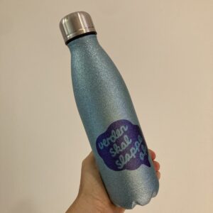 Verden skal slappe af blå termoflaske
