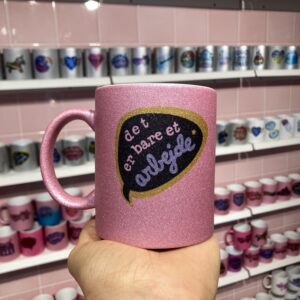 Det er bare et arbejde pink glimmer kop