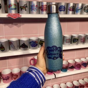 Husk at trække vejret blå termoflaske