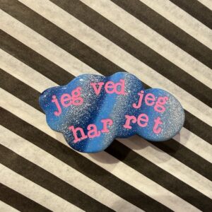 Jeg ved jeg har ret blå stribet broche