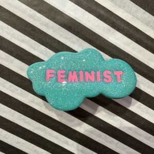 Feminist mint sky broche